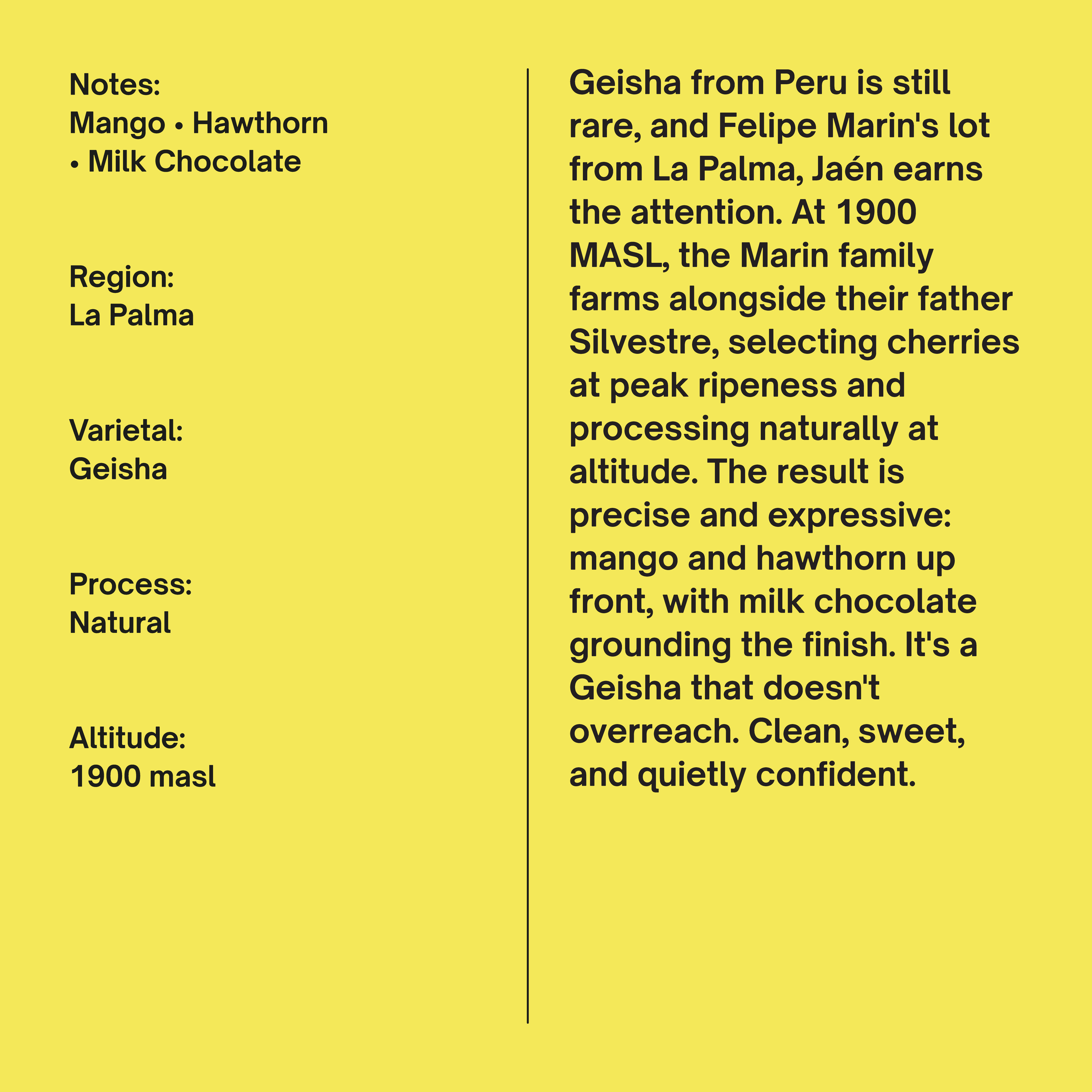 Peru Felipe Marin Mirez Geisha Natural La Palma